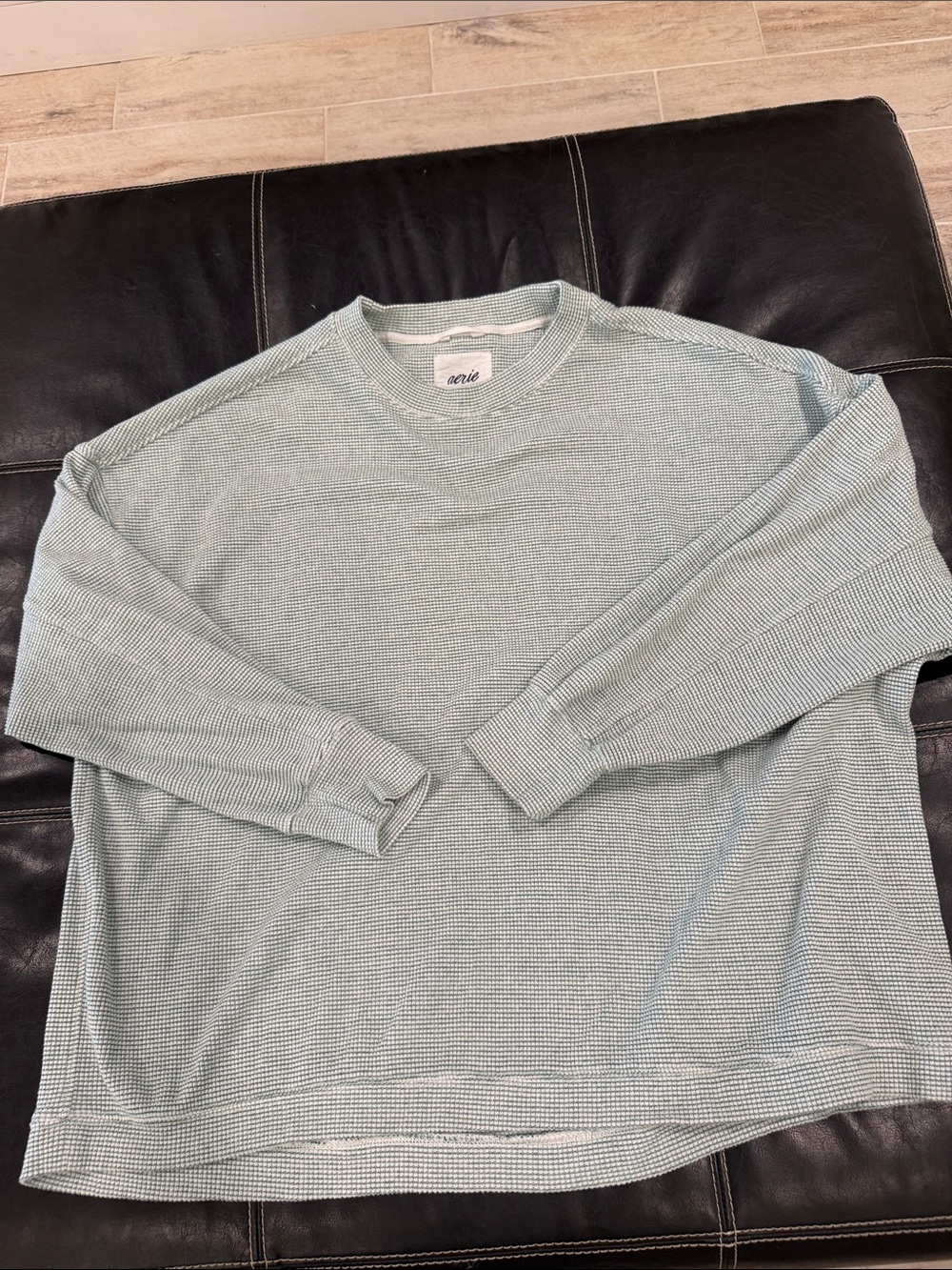Arie Women’s Crewneck Waffle Knit Sweater - Sage Green
